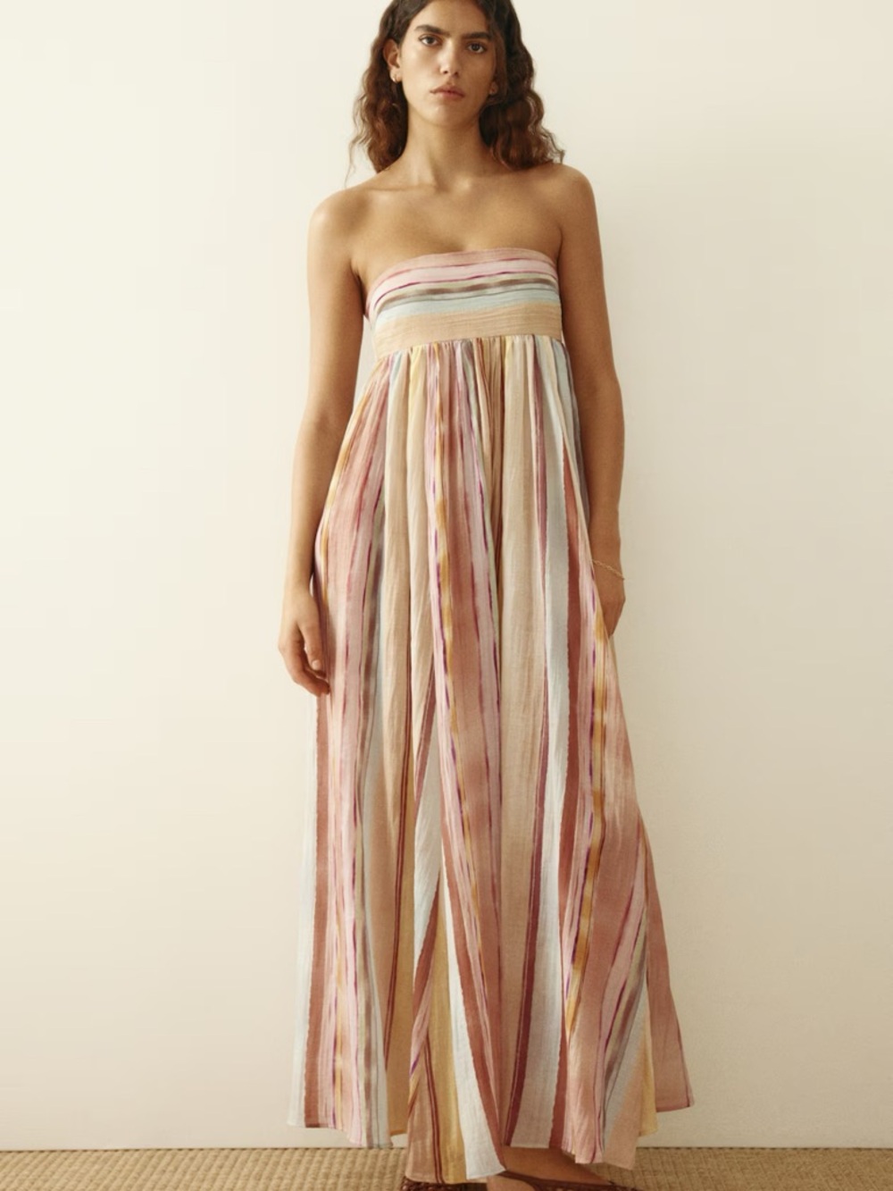H&M Strapless Maxi Dress in Pastel Stripe